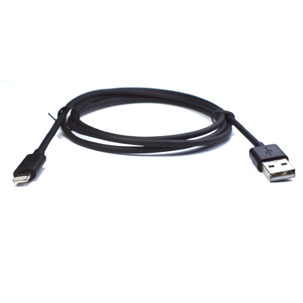 white-Cable Apple MFi Cert. Lightning to USB-A Male 1.1M (3.6Ft) Black 1 Cable Apple MFi Cert. Lightning to USB-A Male 1.1M (3.6Ft) Black - Image 1