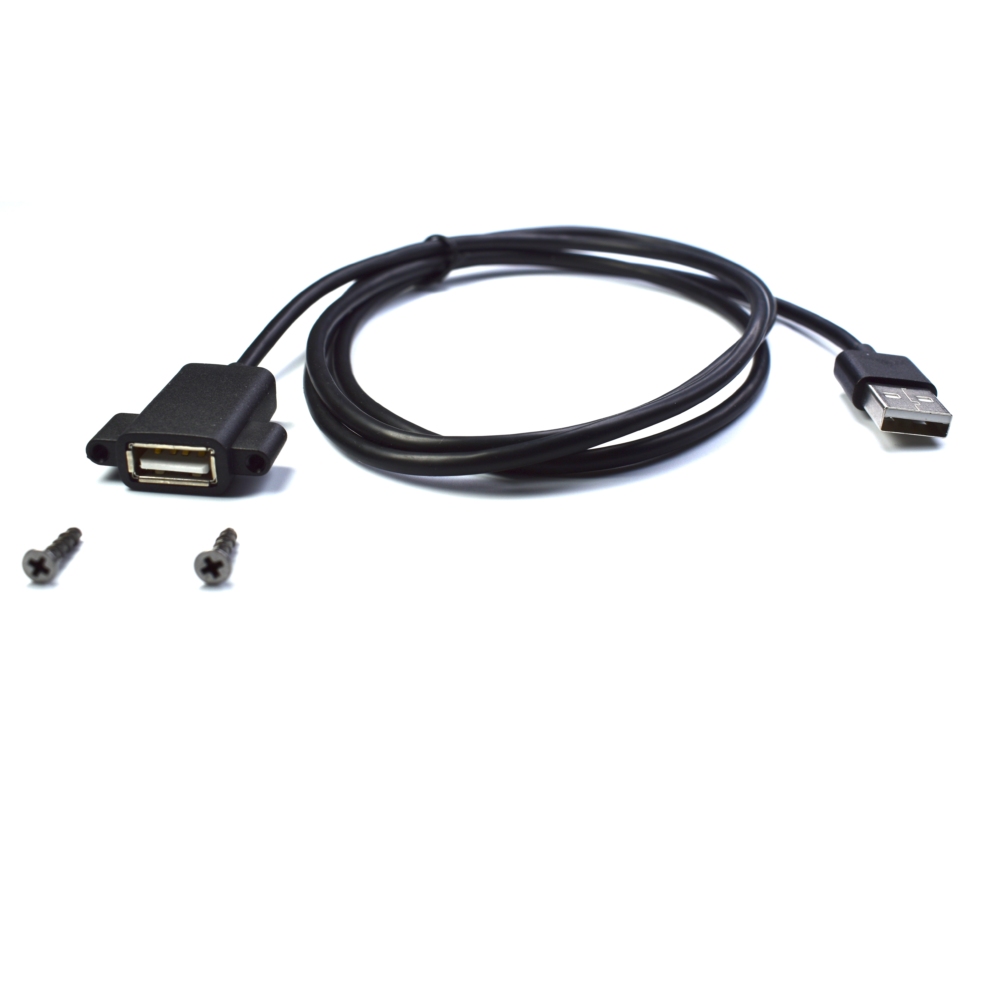 white-Cable Panel Mount USB-A Female to USB-A Male 1.1M (3.6Ft) Black 1 Cable Panel Mount USB-A Female to USB-A Male 1.1M (3.6Ft) Black - Image 1