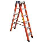 Lock-N-Climb Fiberglass Mini Dual Ladder | 6ft, Protective Yellow Bumpers