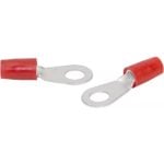 RING TERMINAL/7.94 mm stud/tab size, female, insulated, red, tin plating, copper material, nylon insulation. 324 series. For use with 8 gauge wire.