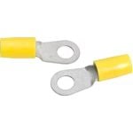 RING TERMINAL/9.53 stud/tab size, female, insulated, yellow, tin plating, copper material, nylon insulation. 324 series. For use with 4 gauge wire.