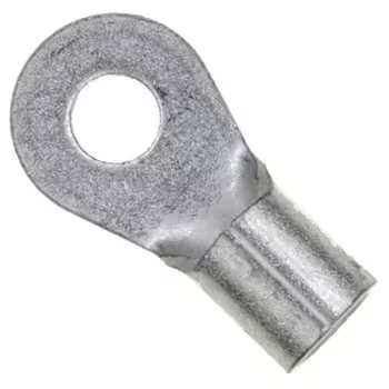 33460 RING TERMINAL/#10 stud/tab size, female, not insulated, tin plating, copper material, 4.37 mm maximum bundle diameter. 346 series. For use with 8 gauge wire. - Image 1