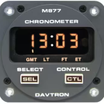 877 Series Digital Chronometer | 28V Lighting, Gray Face Plate, Rear Mount
