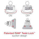 RAM® Twist-Lock™ Suction Cup Double Ball Mount - Short - Image 2